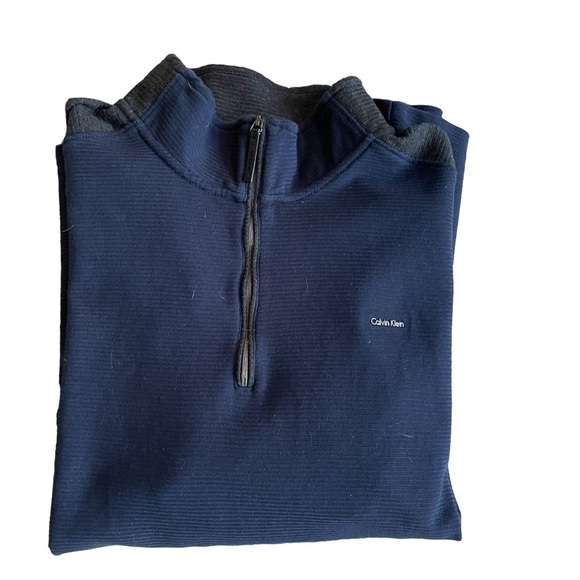 Calvin Klein Navy Blue 1/4 Zip up Collar Long Sleeve Sweater Size: XL